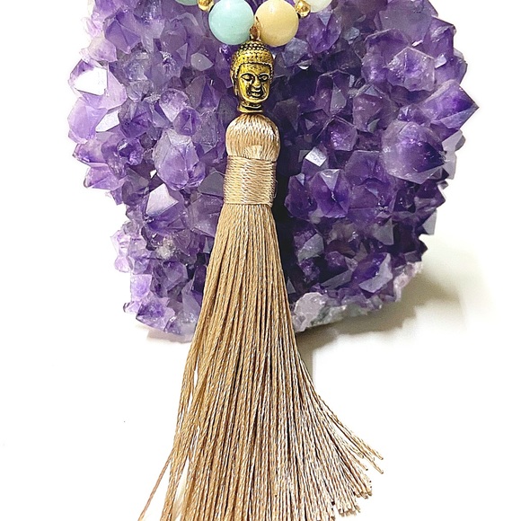 🧘‍♀️Bohemian Amazonite Stone Buddha Necklace - Picture 3 of 5